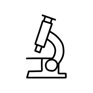 Ein schwarz-weißes Mikroskop als Icon