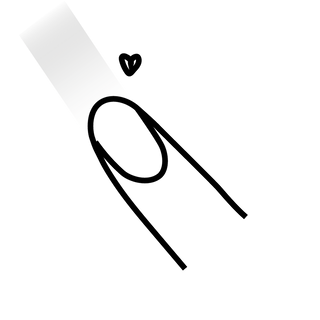Ein schwarz weißer Finger mit Herz als Icon