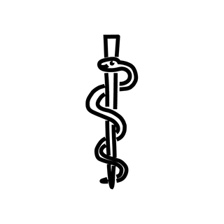 Ein schwarz-weißer Äskulapstab als Icon