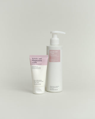 Produktbild der Schutz- und Pflegecreme + Zink & und der Schutz und Pflege Waschlotion.
