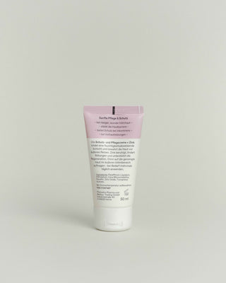 Produktbild der Schutz und Pflegecreme + Zink in der Tube von hinten.